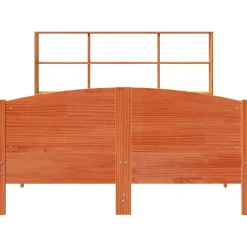 Łóżko Drewniane Brązowe Rama Łóżka Stelaż Do Pokoju Sypialni 135x190 cm