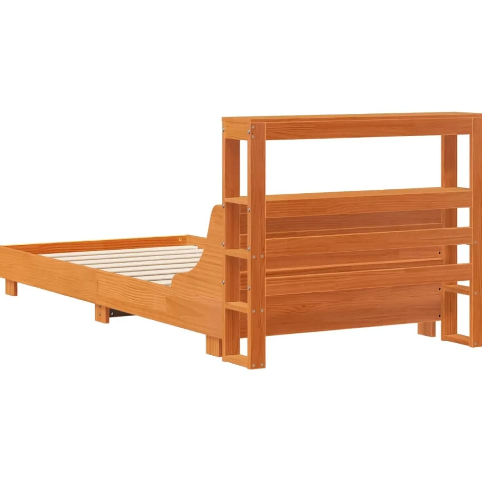 Łóżko Drewniane Brązowe Rama Łóżka Stelaż Do Pokoju Sypialni 75x190 cm