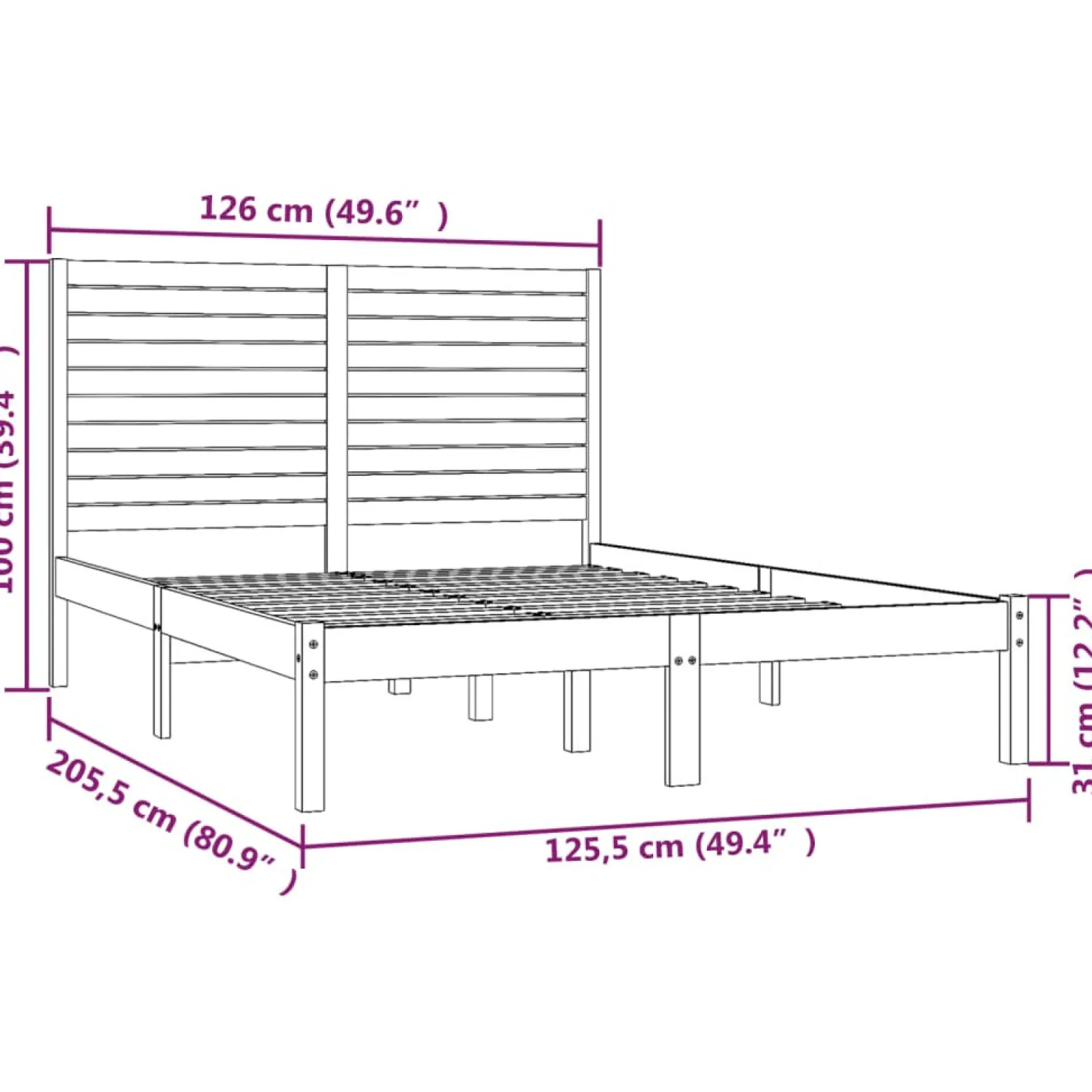 Łóżko Drewniane Rama Łóżka Sofa Biała Do Sypialni Pokoju 120x200 cm