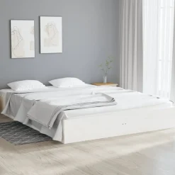 Łóżko Drewniane Rama Łóżka Sofa Biała Do Sypialni Pokoju 140 x 190 cm