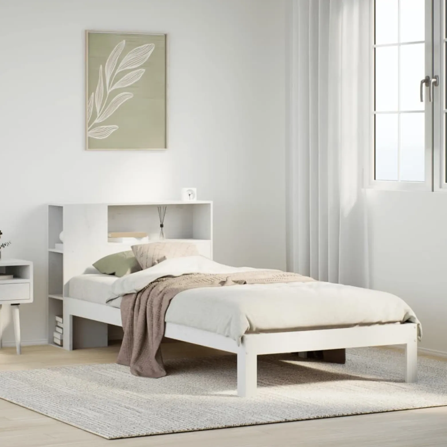 Łóżko drewniane rama łóżka sofa biała do sypialni pokoju 75x190 cm