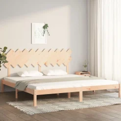 Łóżko Drewniane Rama Łóżka Sofa Brązowe Do Sypialni Pokoju 200x200 cm