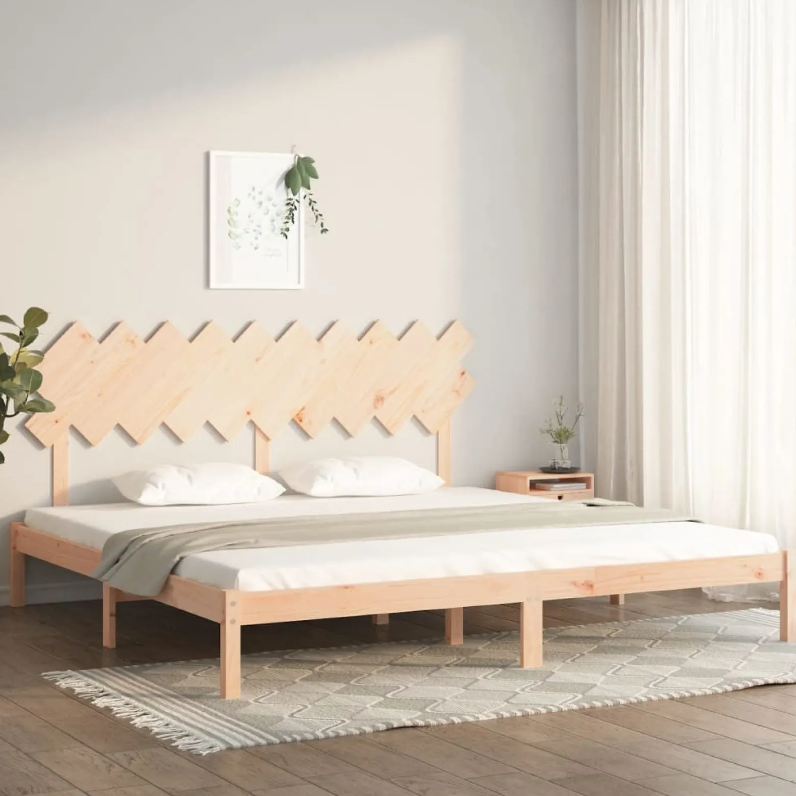 Łóżko Drewniane Rama Łóżka Sofa Brązowe Do Sypialni Pokoju 200x200 cm