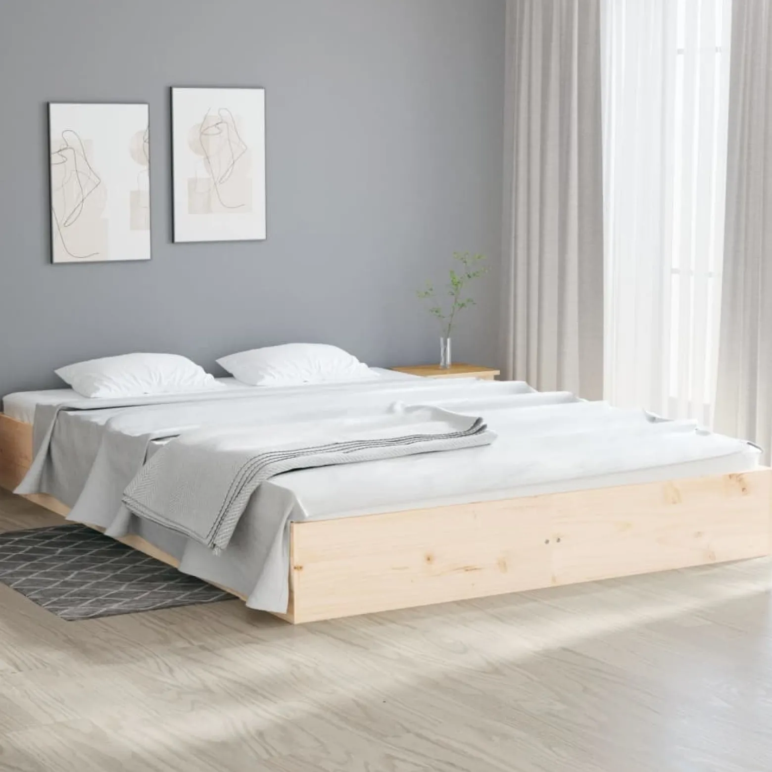Łóżko Drewniane Rama Łóżka Sofa Brązowe Do Sypialni Pokoju 120x200 cm