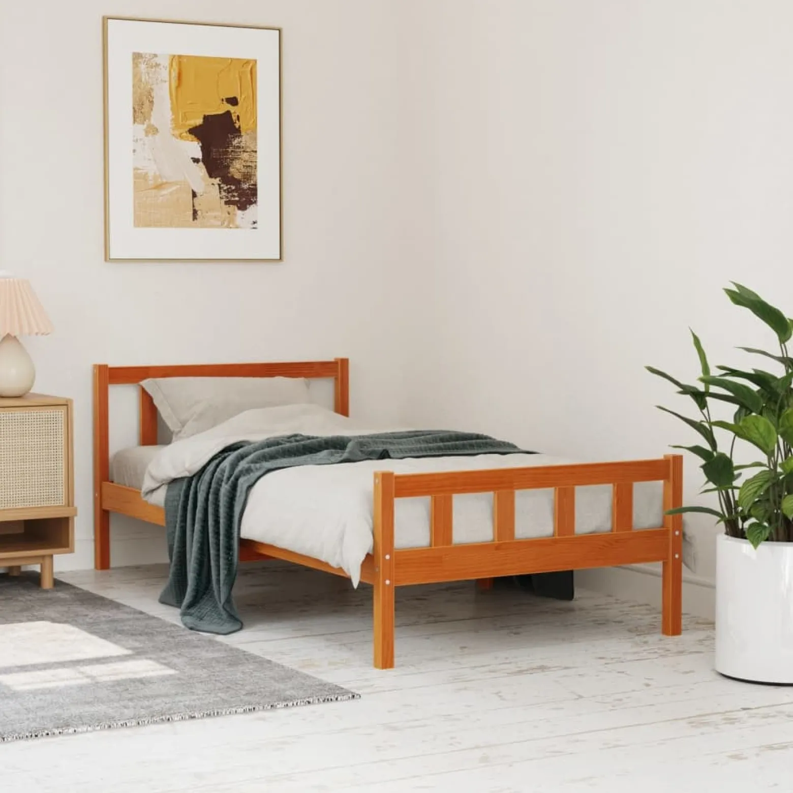 Łóżko Drewniane Rama Łóżka Sofa Brązowe Do Sypialni Pokoju 75x190 cm