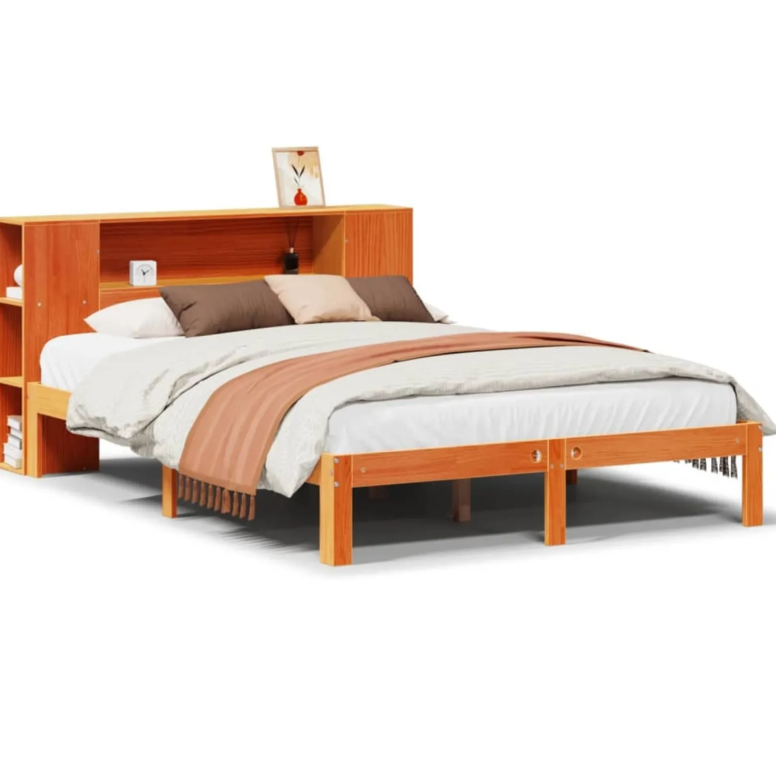 Łóżko Drewniane Rama Łóżka Sofa Brązowe Do Sypialni Pokoju 140x190cm