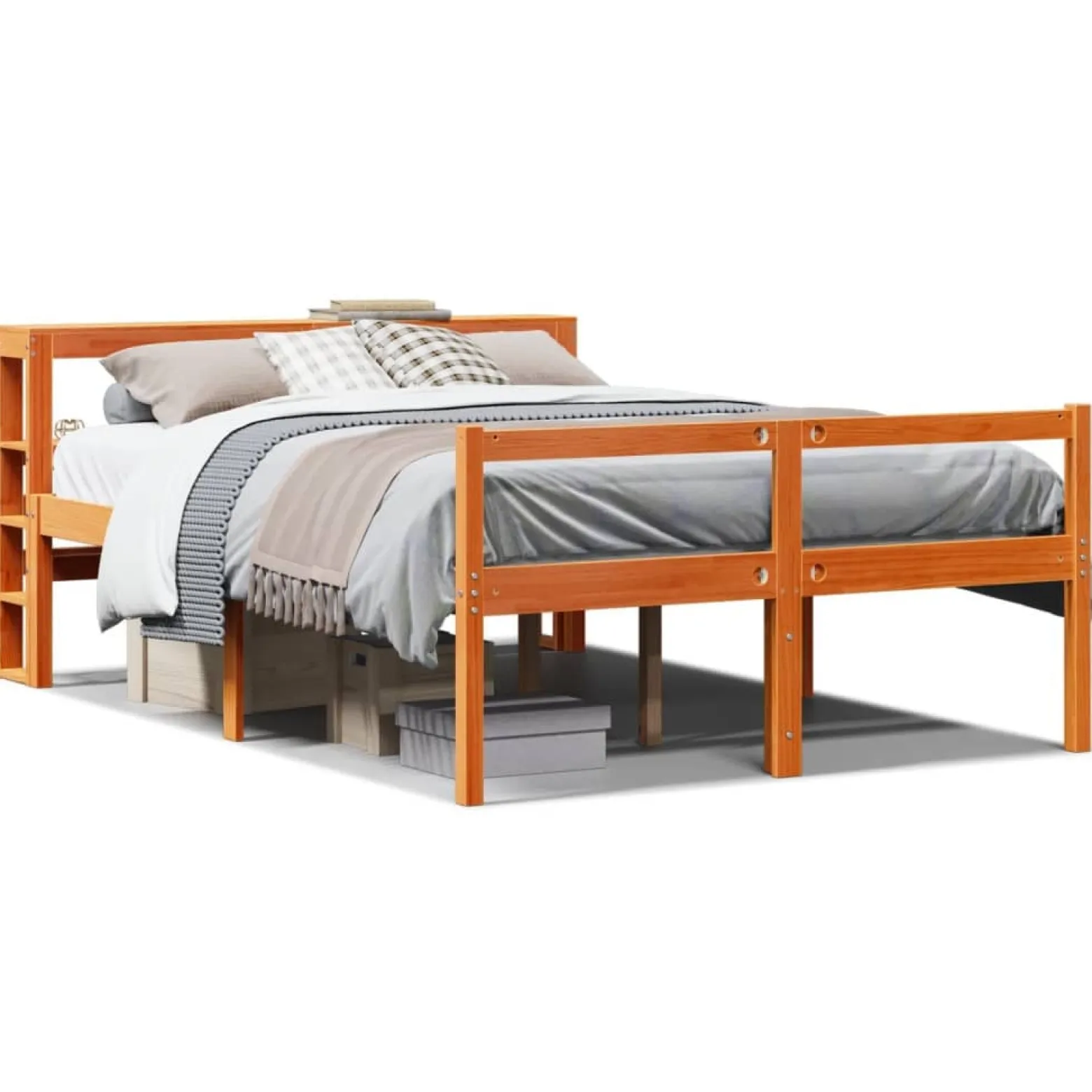 Łóżko Drewniane Rama Łóżka Sofa Brązowe Do Sypialni Pokoju 135x190 cm