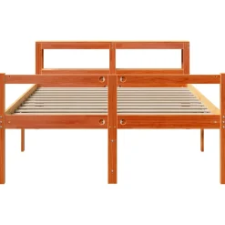 Łóżko Drewniane Rama Łóżka Sofa Brązowe Do Sypialni Pokoju 135x190 cm