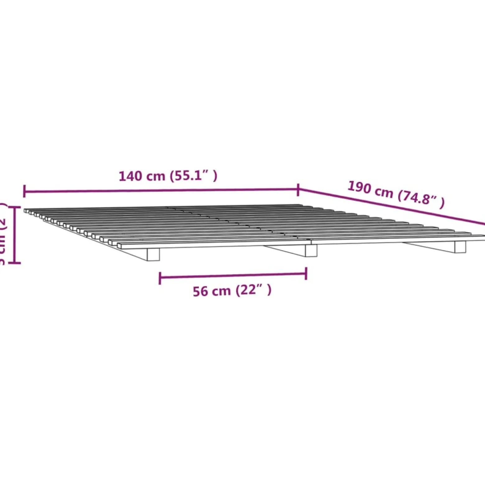 Łóżko Drewniane Rama Łóżka Sofa Brązowe Do Sypialni Pokoju 140 x 190 cm