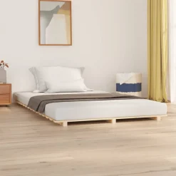 Łóżko Drewniane Rama Łóżka Sofa Brązowe Do Sypialni Pokoju 140 x 190 cm