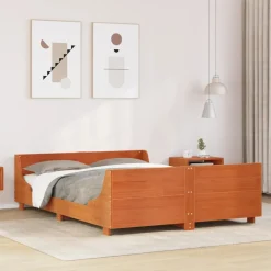 Łóżko Drewniane Rama Łóżka Sofa Brązowe Do Sypialni Pokoju 140x190 cm