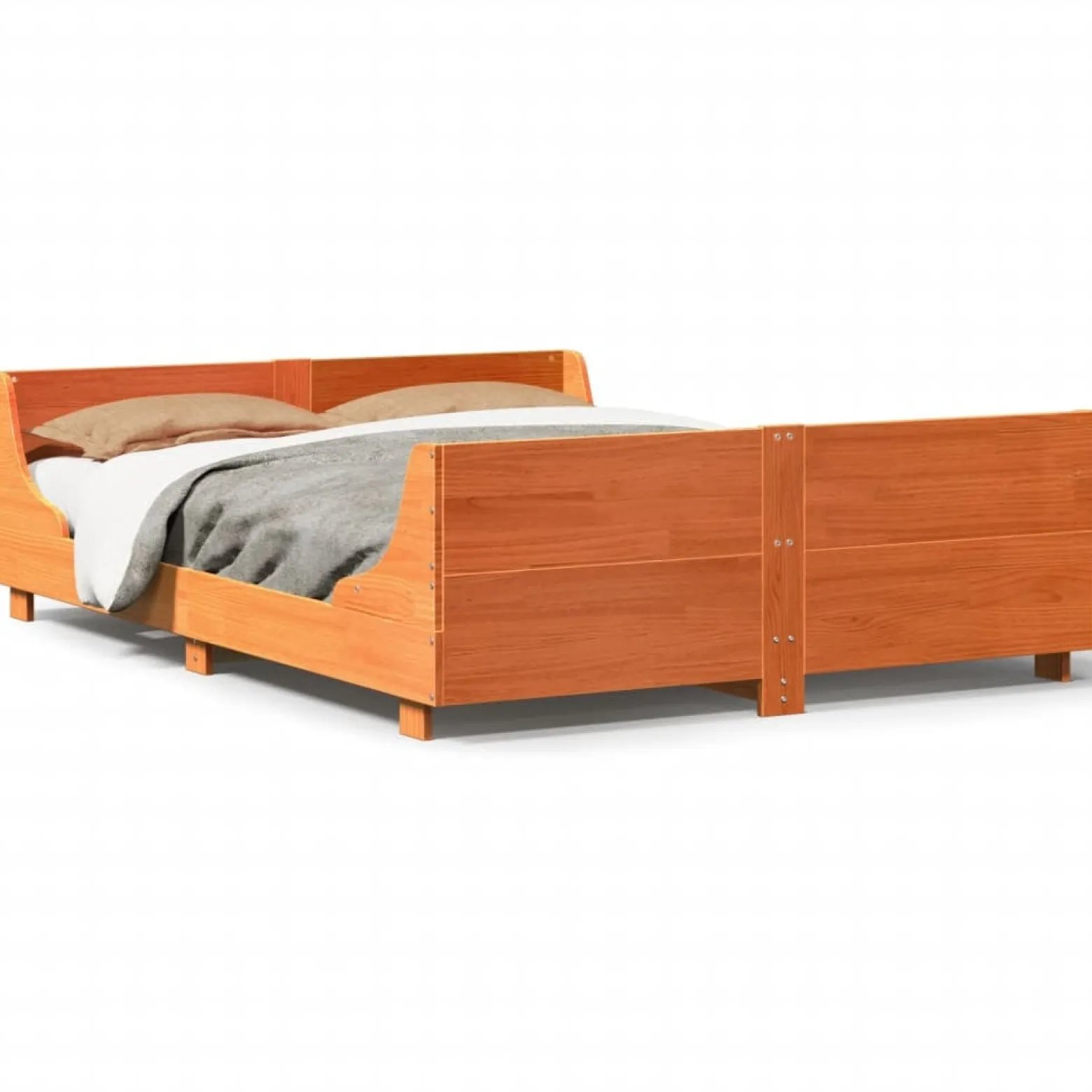 Łóżko Drewniane Rama Łóżka Sofa Brązowe Do Sypialni Pokoju 140x190 cm