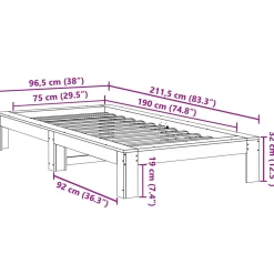 Łóżko Drewniane Rama Łóżka Sofa Brązowe Do Sypialni Pokoju 75x190 cm