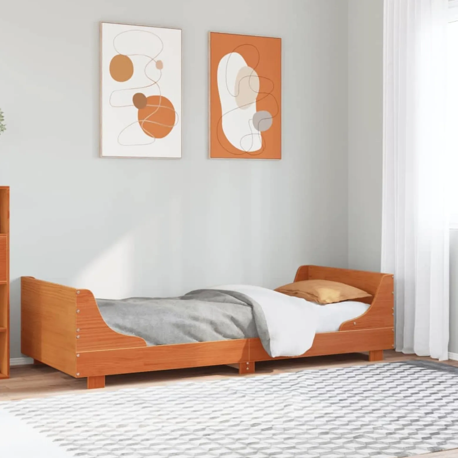 Łóżko Drewniane Rama Łóżka Sofa Brązowe Do Sypialni Pokoju 75x190 cm,