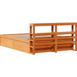 Łóżko Drewniane Rama Łóżka Sofa Brązowe Do Sypialni Pokoju 140x200 cm