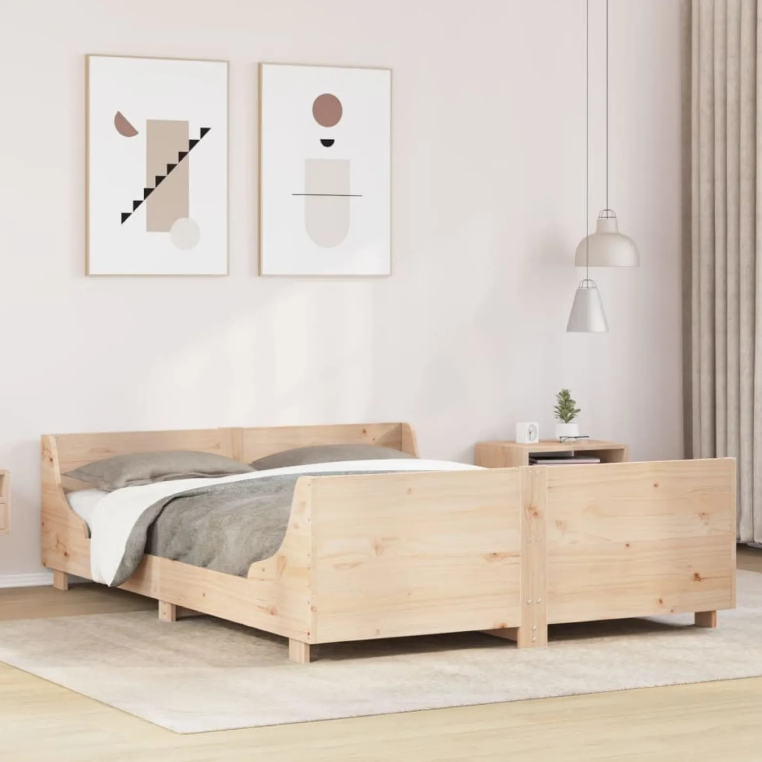 Łóżko Drewniane Rama Łóżka Sofa Brązowe Do Sypialni Pokoju 150x200 cm
