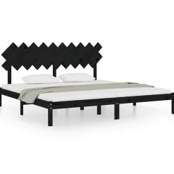 Łóżko Drewniane Rama Łóżka Sofa Czarne Do Sypialni Pokoju 200 x 200 cm