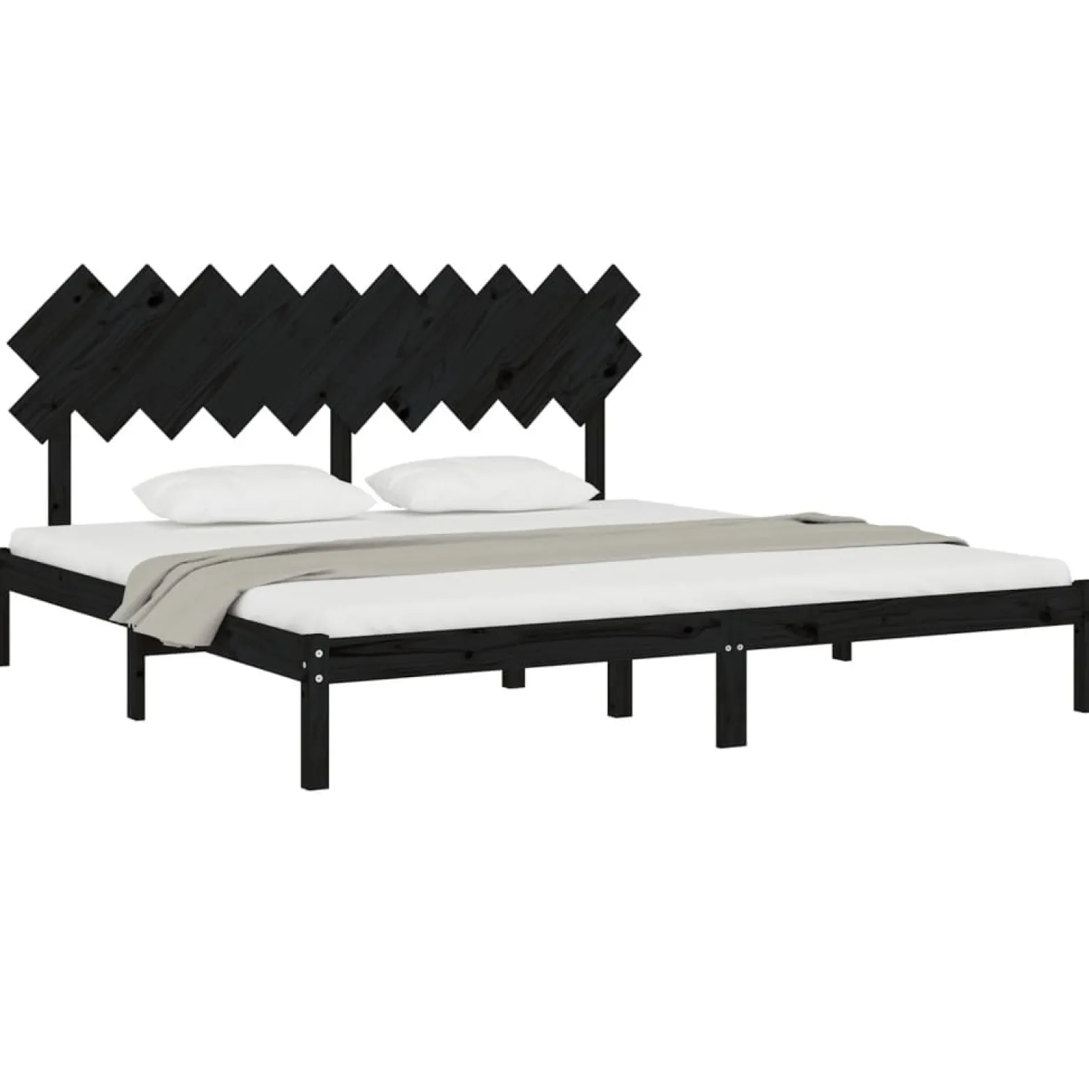Łóżko Drewniane Rama Łóżka Sofa Czarne Do Sypialni Pokoju 200 x 200 cm