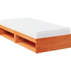 Łóżko Drewniane Rama Łóżka Sofa Ze Stelażem Brązowa 80x200 cm