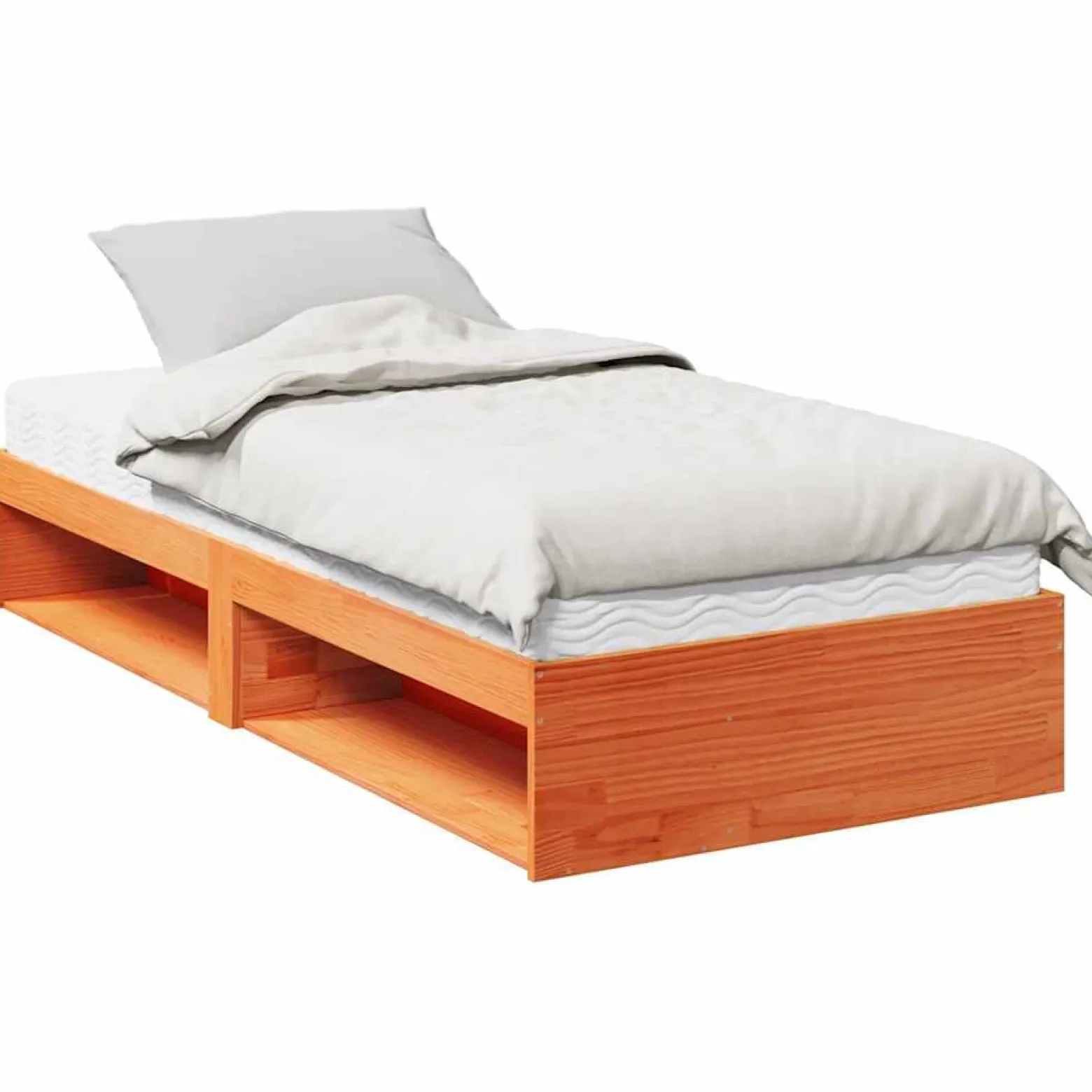 Łóżko Drewniane Rama Łóżka Sofa Ze Stelażem Brązowa 80x200 cm