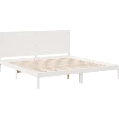 Łóżko Drewniane z Regałem Rama Łóżka Ze Stelażem Biała 180x210 cm