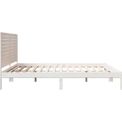 Łóżko Drewniane z Regałem Rama Łóżka Ze Stelażem Biała 180x210 cm