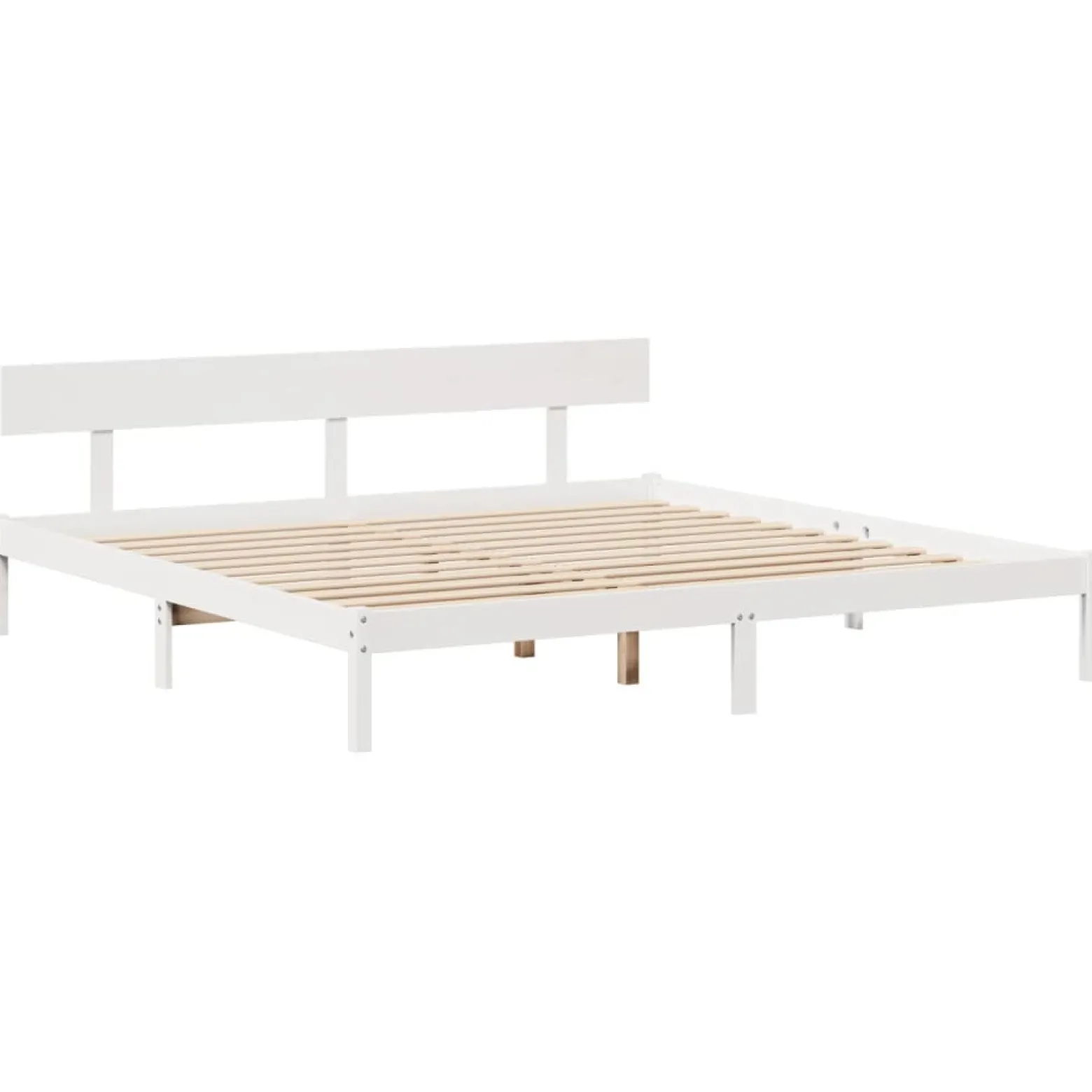 Łóżko Drewniane z Regałem Rama Łóżka Ze Stelażem Biała 180x200 cm