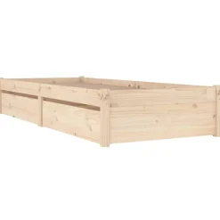 Łóżko Drewniane z Szufladami Rama Łóżka Ze Stelażem Brązowa 75x190 cm
