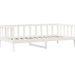 Łóżko Drewniane z Szufladami Rama Łóżka Ze Stelażem Biała 90x200 cm