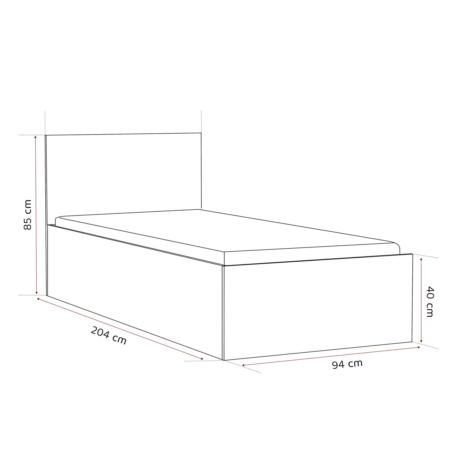 Łóżko dziecięce SIMPLE bez materaca | 90x200 Czarne