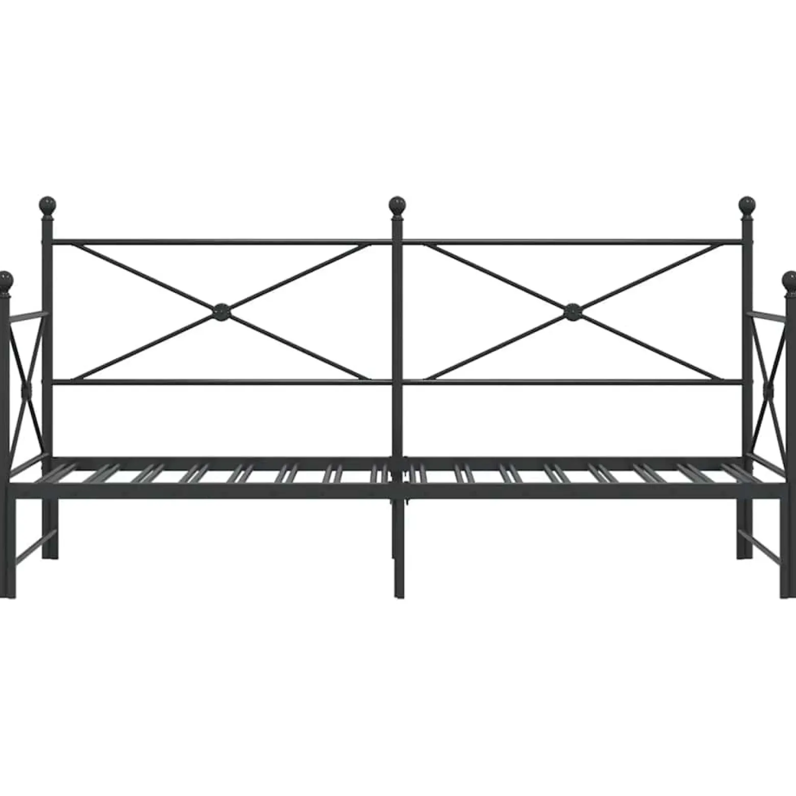 Łóżko Dzienne Metalowe Pojedyncze 90x200 Czarne Rama Łóżka ze Stelażem