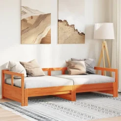 Łóżko Dzienne Sofa Rama Łóżka Drewniana Brązowa 80x200 cm