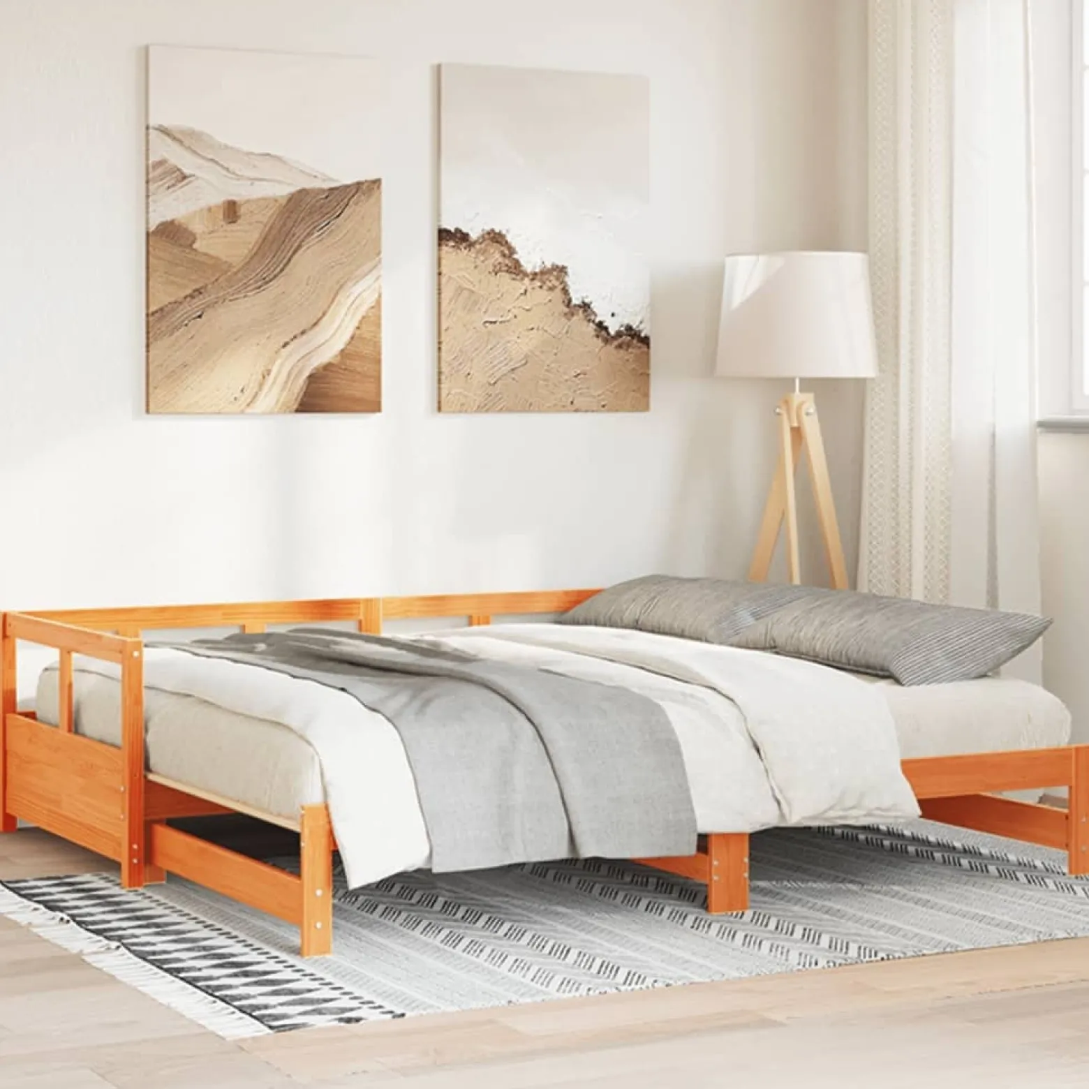 Łóżko Dzienne Sofa Rama Łóżka Drewniana Brązowa 80x200 cm