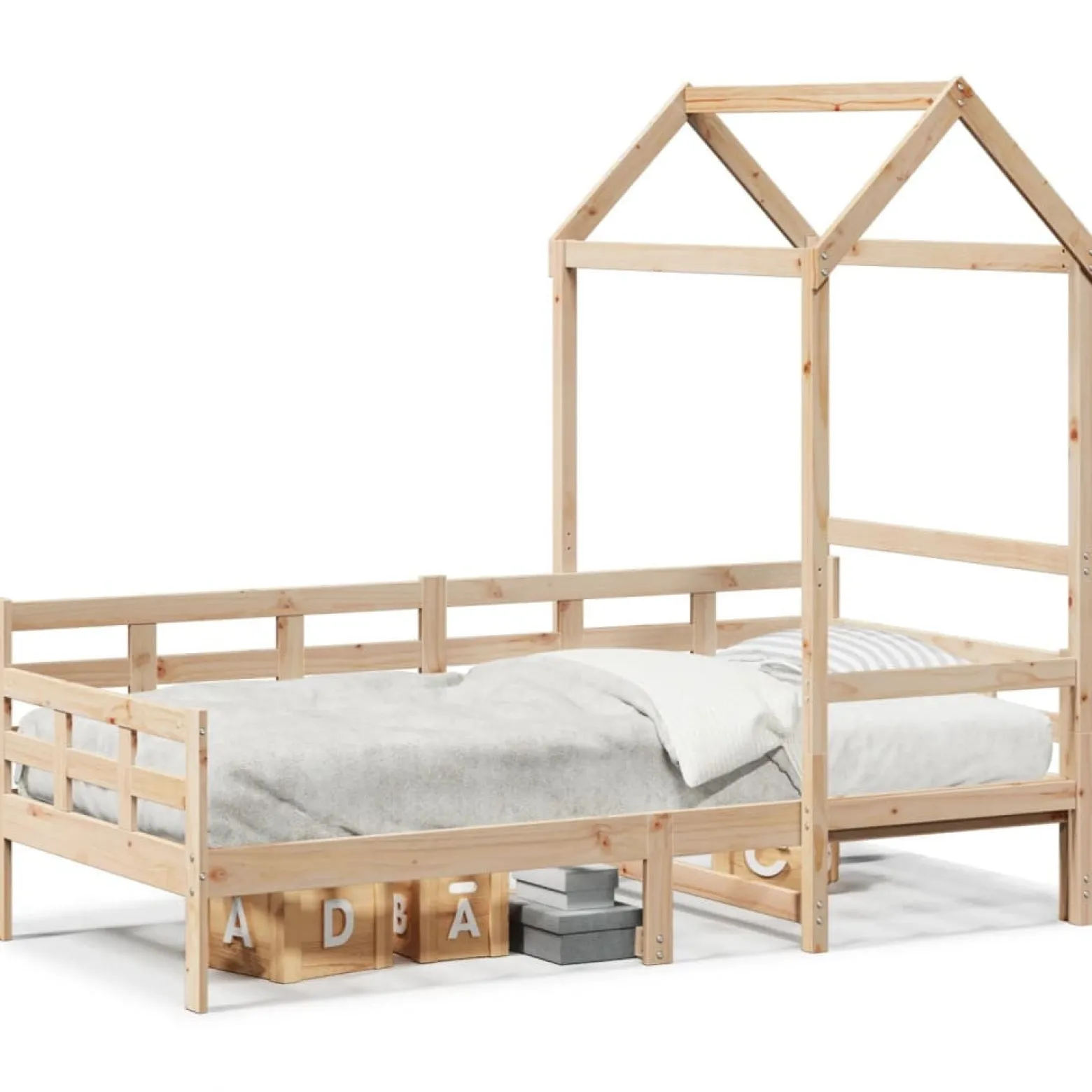Łóżko dzienne z daszkiem 80x200 cm lite drewno sosnowe