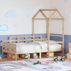 Łóżko dzienne z daszkiem 80x200 cm lite drewno sosnowe