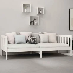 Łóżko dzienne z materacem 90x200 cm białe drewno sosnowe