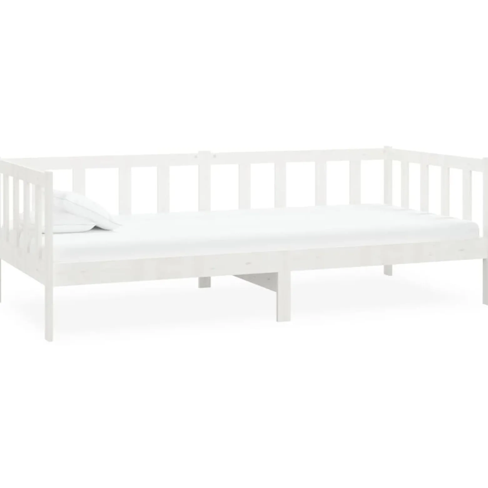 Łóżko dzienne z materacem 90x200 cm białe drewno sosnowe