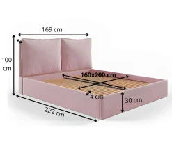 Łóżko Glam 160x200 z pojemnikiem na nóżkach 5cm, metalowy stelaż riviera 62