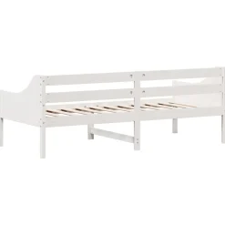 Łóżko Łóżko Drewniane Białe Rama Łózko Ze Stelażem 80x200 cm