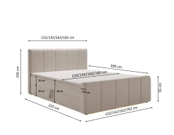 Łóżko Kontynentalne Berg z materacem Tkanina Komodo Ciemnobeżowy 120x200 cm