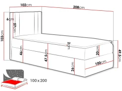 Łóżko kontynentalne Carmen Mini 100x200, Strona: Prawa