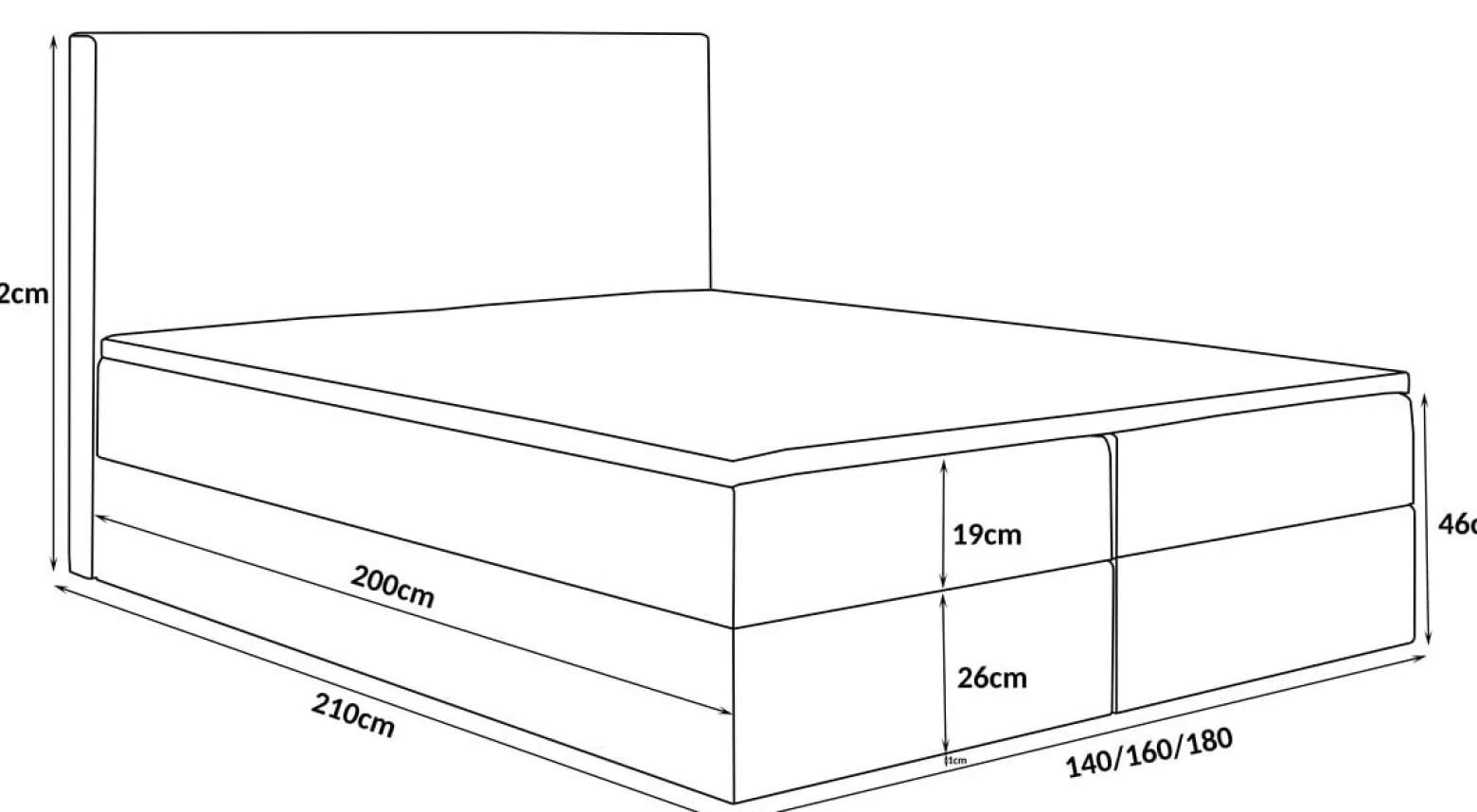 Łóżko kontynentalne G2 do sypialni 140x200 z pojemnikiem i materacem-beżowe