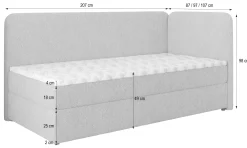 Łóżko kontynentalne GINA z topperem 90x200 cm