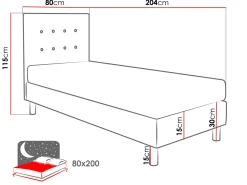 Łóżko kontynentalne Lux 80x200