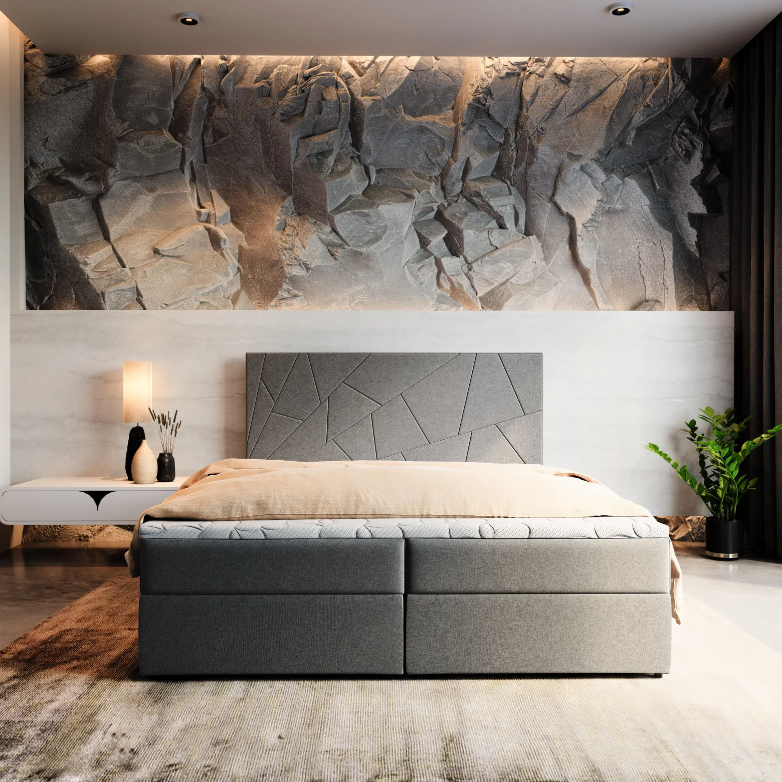 Łóżko kontynentalne MADO z topperem 140x200 cm