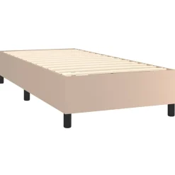 Łóżko kontynentalne, materac i LED cappuccino ekoskóra 90x190cm