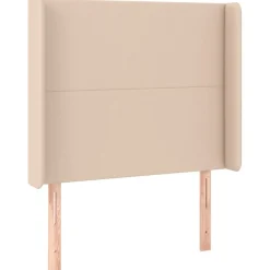 Łóżko kontynentalne, materac i LED cappuccino ekoskóra 90x190cm