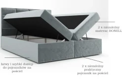 Łóżko Kontynentalne + Materac + Pojemniki Bonito Szary 140