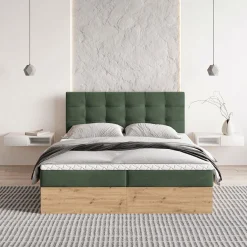 Łóżko kontynentalne MOLVEN z topperem 140x200 cm