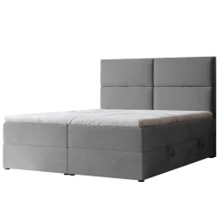 Łóżko kontynentalne ORFEO z pojemnikiem i topperem|120x200 Szare